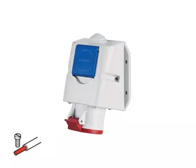 CEE-Kombisteckdose T25 16 A, IP44/IP54, abgewinkelt mit Schraubklemmen