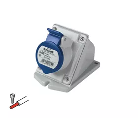 CEE-Aufbausteckdose 16 A, IP44/IP54, abgewinkelt mit Schraubklemmen