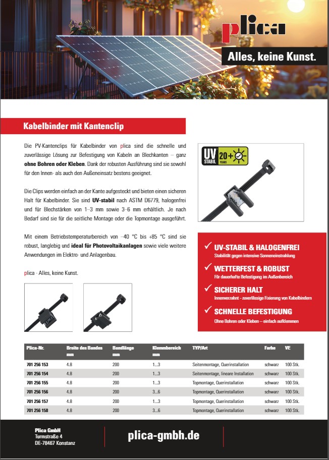Kabelbinder mit Kantenclips