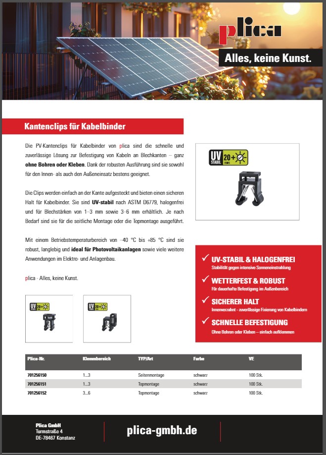 Kantenclips für Kabelbinder